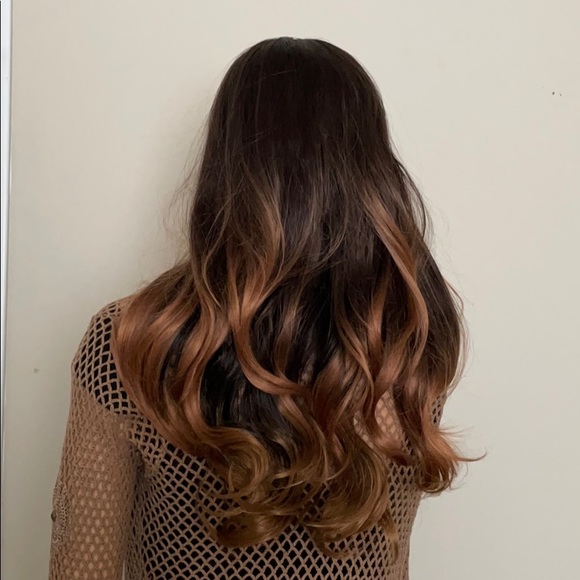 copper ombré wig pretty wig dark brown balayage waves 26 inch long NWT - Picture 8 of 16